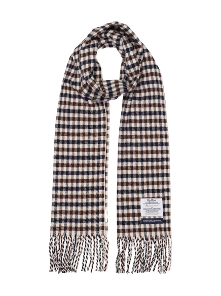 Шарф Aquascutum клетчатый с бахромой, бежевый