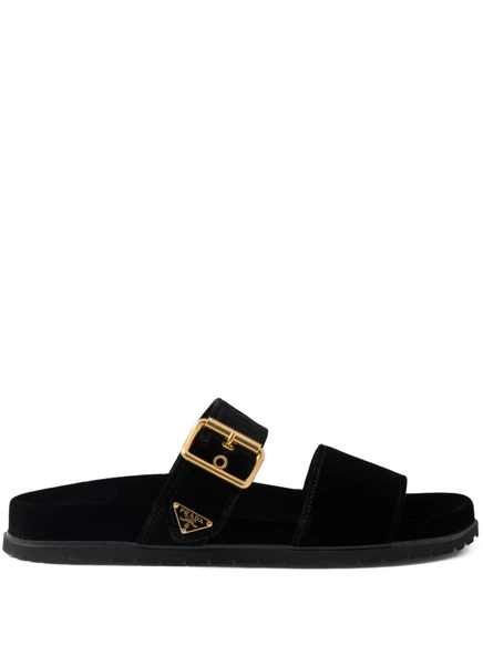 Бархатные горки с треугольным логотипом Prada black