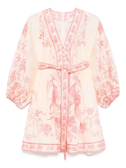 Женское мини-платье Zimmermann Lucky из льна, экрю