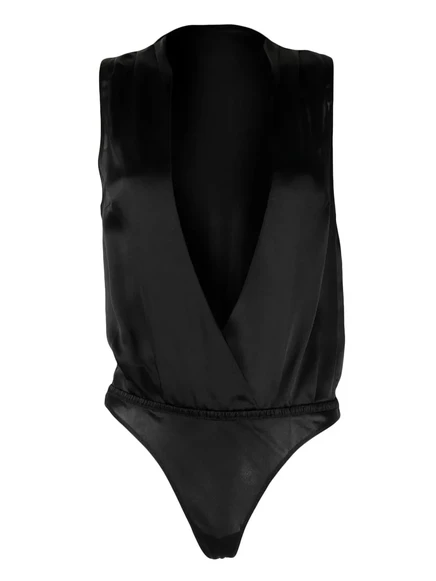Шелковое боди Maison Close с V-образным вырезом black