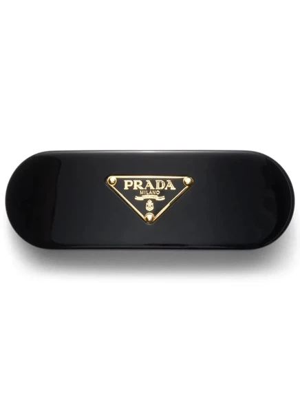 Заколка для волос с треугольным логотипом Prada black