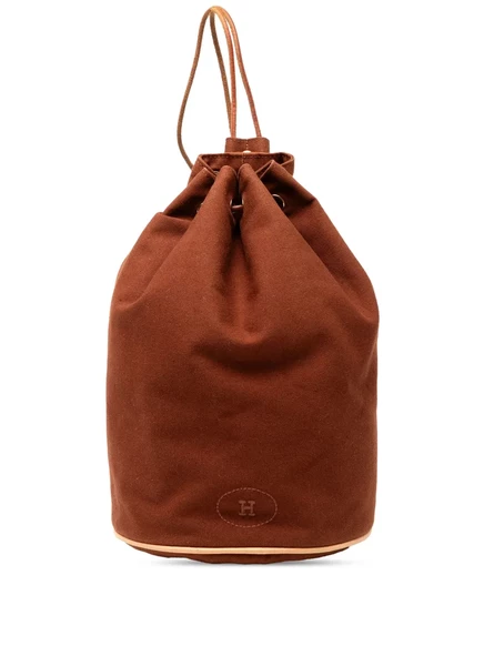 Рюкзак Hermès, бывший в употреблении в 2010-2025 годах, имитирующий полошон brown