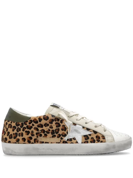 Женские кеды Golden Goose леопардовые с фирменной звездой, коричневые