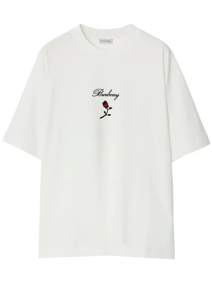 Женская футболка Burberry Rose из хлопка, белая