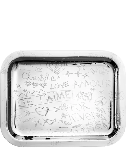 Поднос Christofle Graffiti прямоугольный 26×20 см, серебристый