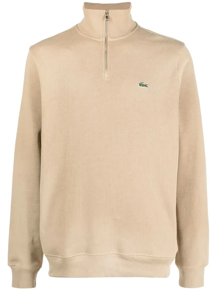 Свитер с вышитым логотипом Lacoste на молнии до половины длины neutrals