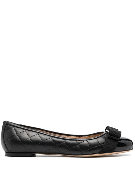 Стеганые балетные туфли Ferragamo Varina black