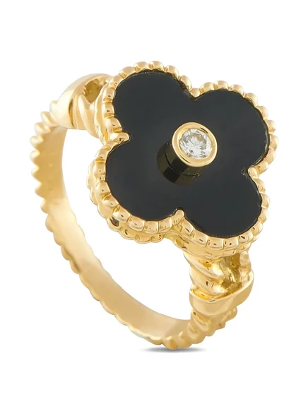 Кольцо Van Cleef & Arpels из желтого золота 18 карат, бывшее в употреблении, с бриллиантом 