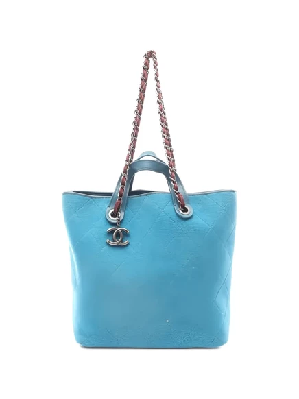 Женская сумка-тоут CHANEL Pre-Owned Matelassé, бирюзовая