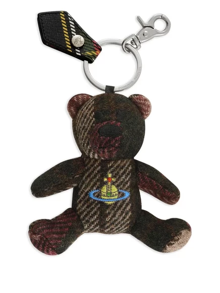 Унисекс брелок Vivienne Westwood мишка Harris Tweed, коричневый