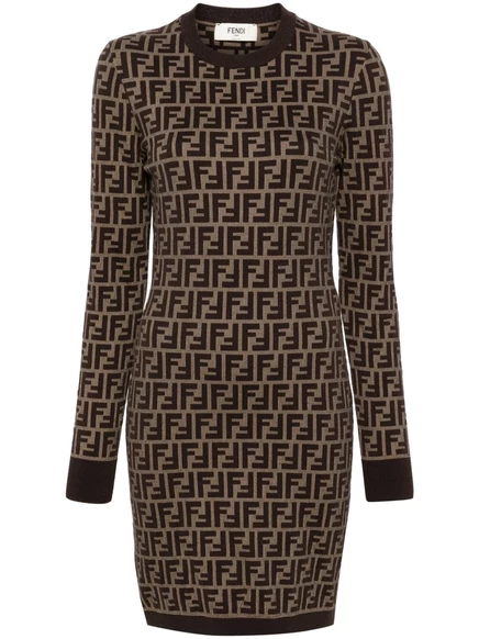 Женское мини-платье Fendi Zucca, бежево-коричневое