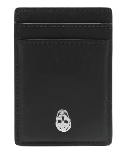 Мужской кардхолдер Alexander McQueen Skull, из кожи, черный