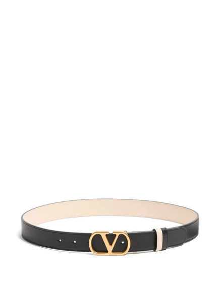 Женский кожаный ремень Valentino Garavani VLogo, чёрный