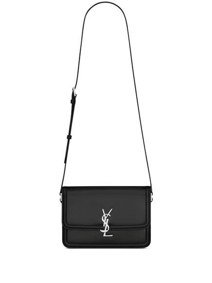 Кожаная сумка-мессенджер с монограммой и логотипом Saint Laurent black