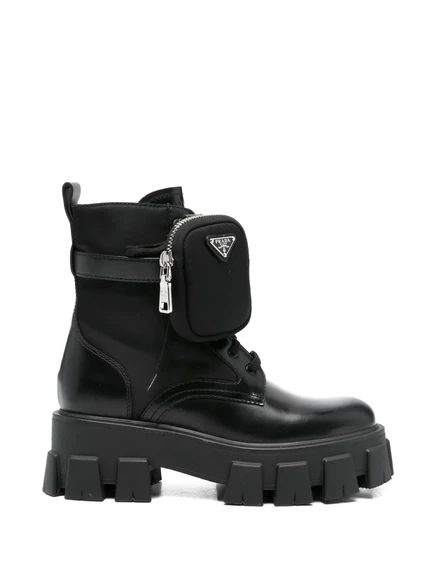 Женские милитари-ботинки Prada Pre-Owned Monolith, черные