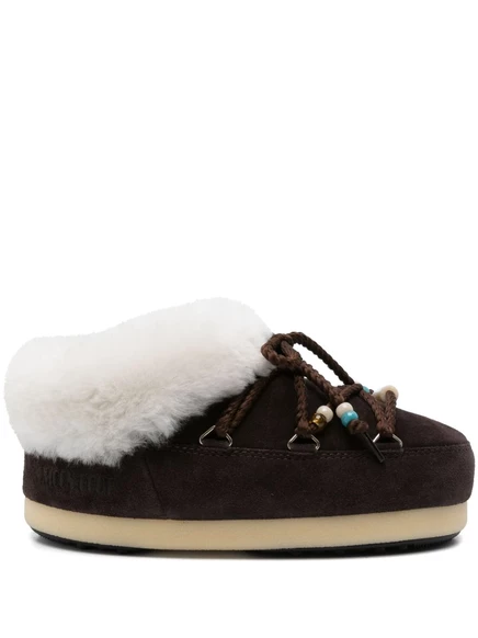 ЗАМШЕВЫЕ БУСИНЫ Moon Boot MB EVX MULE ТЕМНО-КОРИЧНЕВЫЕ/НАТУРАЛЬНЫЕ brown
