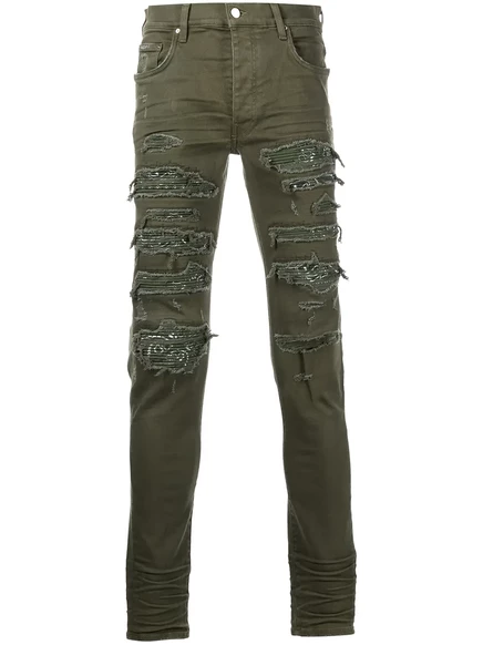 Мужские джинсы Amiri Bandana Thrasher скинни, зеленые