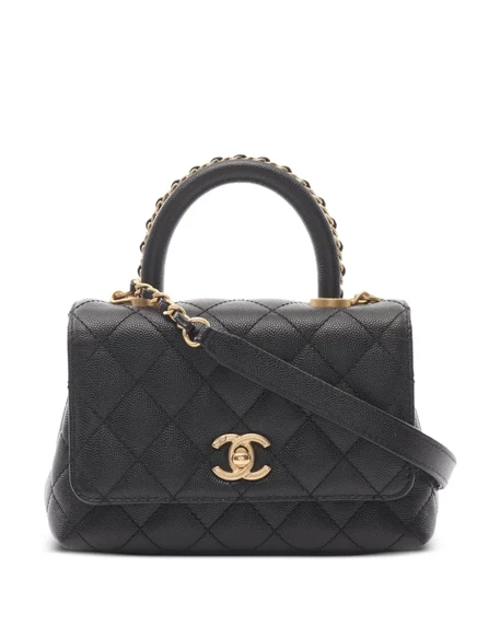 Бывшая в употреблении сумочка CHANEL с кокосовой ручкой 2021 года выпуска black