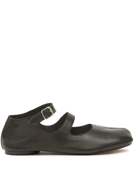 Кожаные балетные туфли Maison Margiela Tabi black