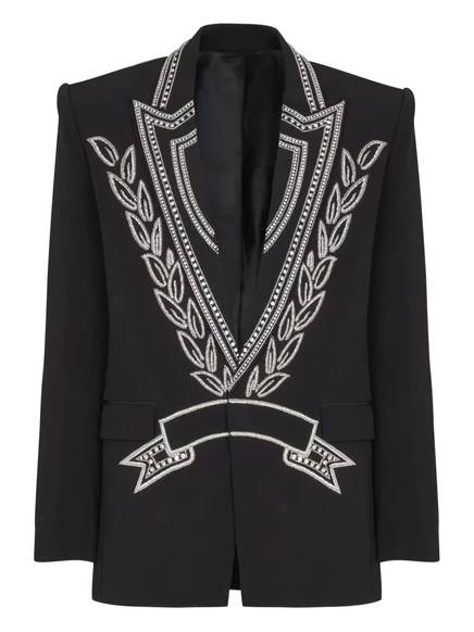 Мужской пиджак Balmain с кристаллами, черный