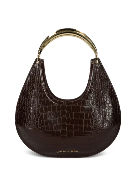 Женская сумка Elisabetta Franchi-тоут крокодил, коричневая