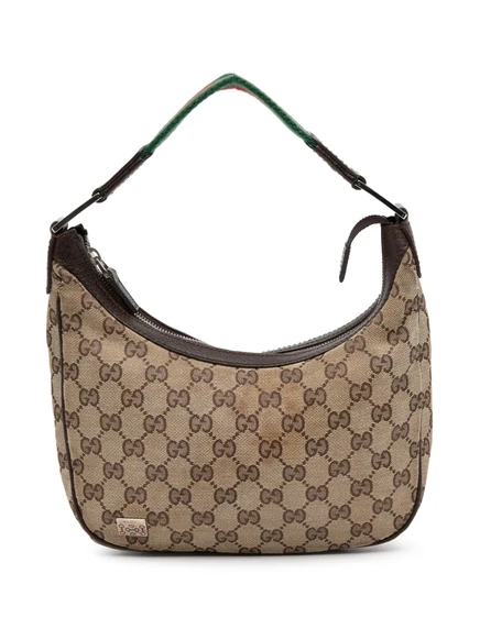 Маленькая холщовая сумка через плечо Gucci, бывшая в употреблении в 2000-2015 годах brown