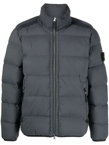 Мужская пуховка Stone Island с нашивкой Compass, серая