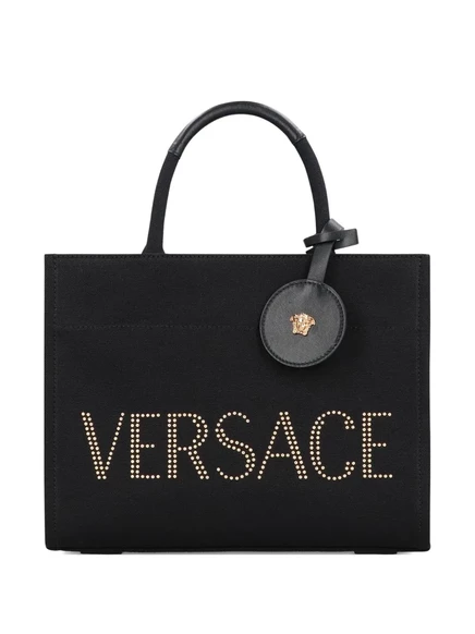 Холщовая сумка-тоут с заклепками и логотипом Versace black