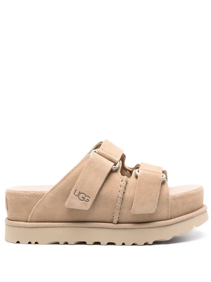 Женские шлёпанцы UGG Goldenstar Hi из замши, бежевые