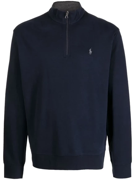 Мужской джемпер Polo Ralph Lauren с короткой молнией, синий