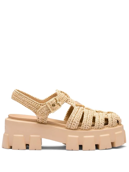 Босоножки из рафии Prada Monolith neutrals