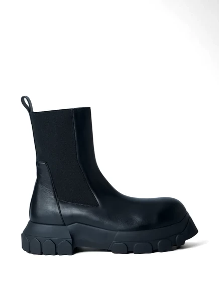 Мужские челси Rick Owens кожаные с эластичными вставками, черные