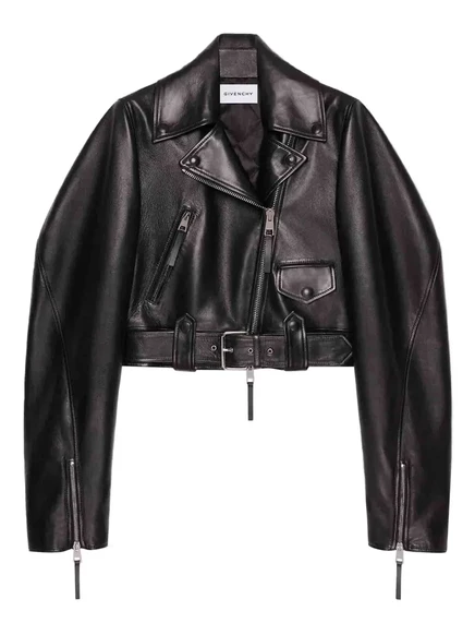Женская укороченная кожаная куртка Givenchy, черная