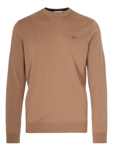 Свитер с круглым вырезом и логотипом Lacoste brown