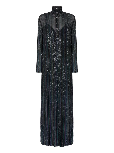 Макси-платье с высоким вырезом, украшенное пайетками Missoni blue
