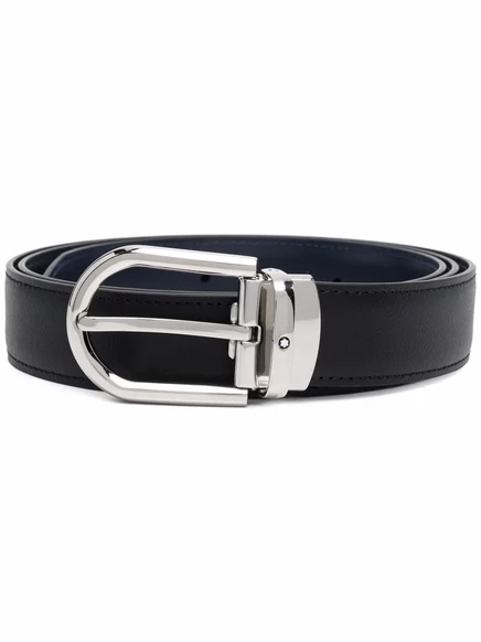Мужской кожаный ремень Montblanc с пряжкой, черный