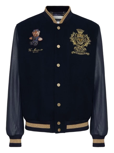 Мужская бомбер-куртка Philipp Plein Teddy Doorman, синяя