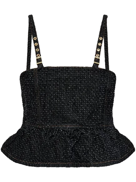 Джинсовый топ с баской GANNI black