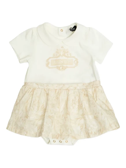Платье для девочек Versace Kids с принтом, бежевое