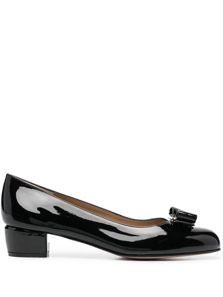 Женские кожаные туфли Ferragamo с бантом, черные