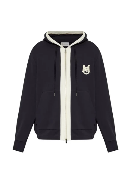 Мужское худи moncler с вышитым логотипом, синее