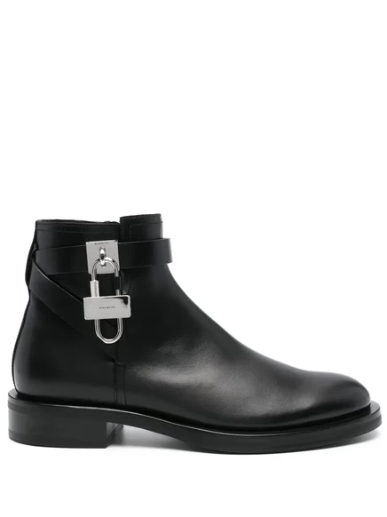 Кожаные ботильоны с замком от Givenchy black