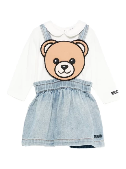 Детское платье с вышитым плюшевым мишкой от Moschino blue