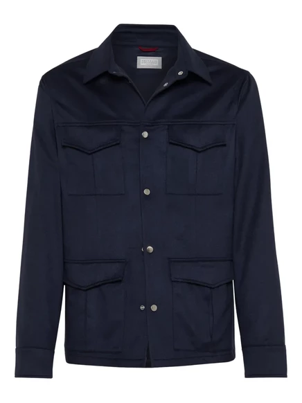 Кашемировая рубашка-жакет Brunello Cucinelli blue
