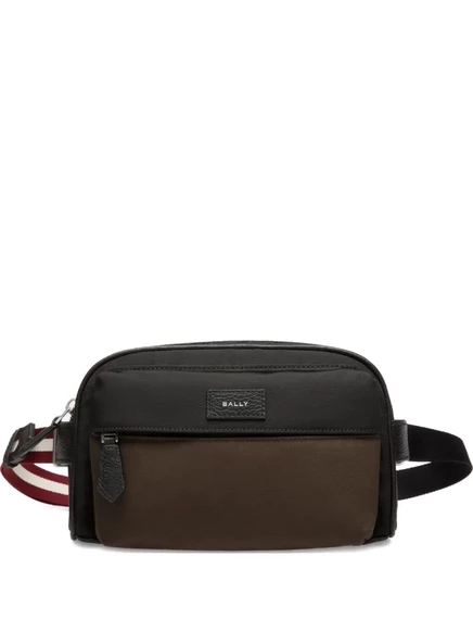 Мужская сумка на пояс Bally с кожаной нашивкой, черная