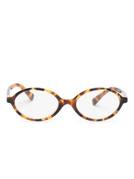 Очки в овальной оправе из черепахового панциря Miu Miu Eyewear brown