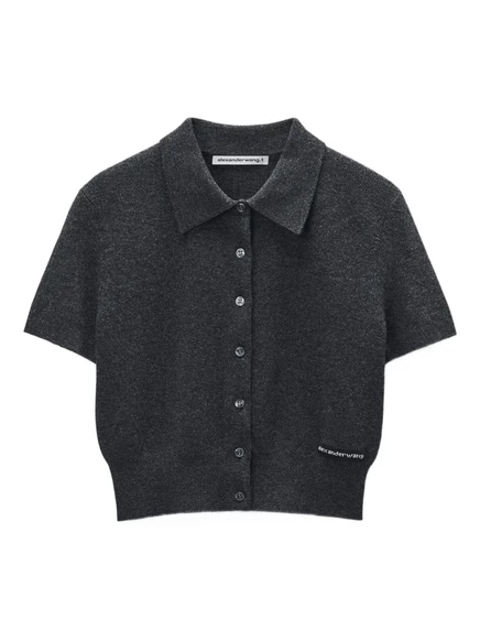 Кардиган с воротником-поло и нашивкой с логотипом Alexander Wang black