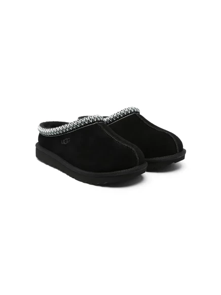 Тапочки UGG Kids Tasman с вышивкой по всей длине black