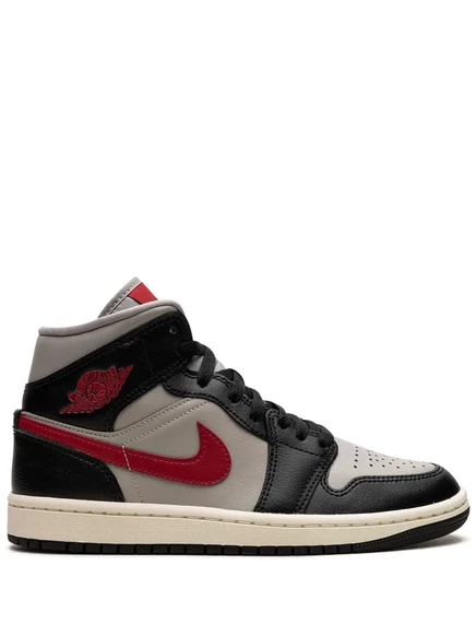 Женские хайтопы Jordan 1 Mid, черно-серо-красные