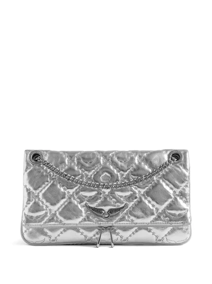 Стеганая сумка через плечо на цепочке от Zadig&Voltaire silver